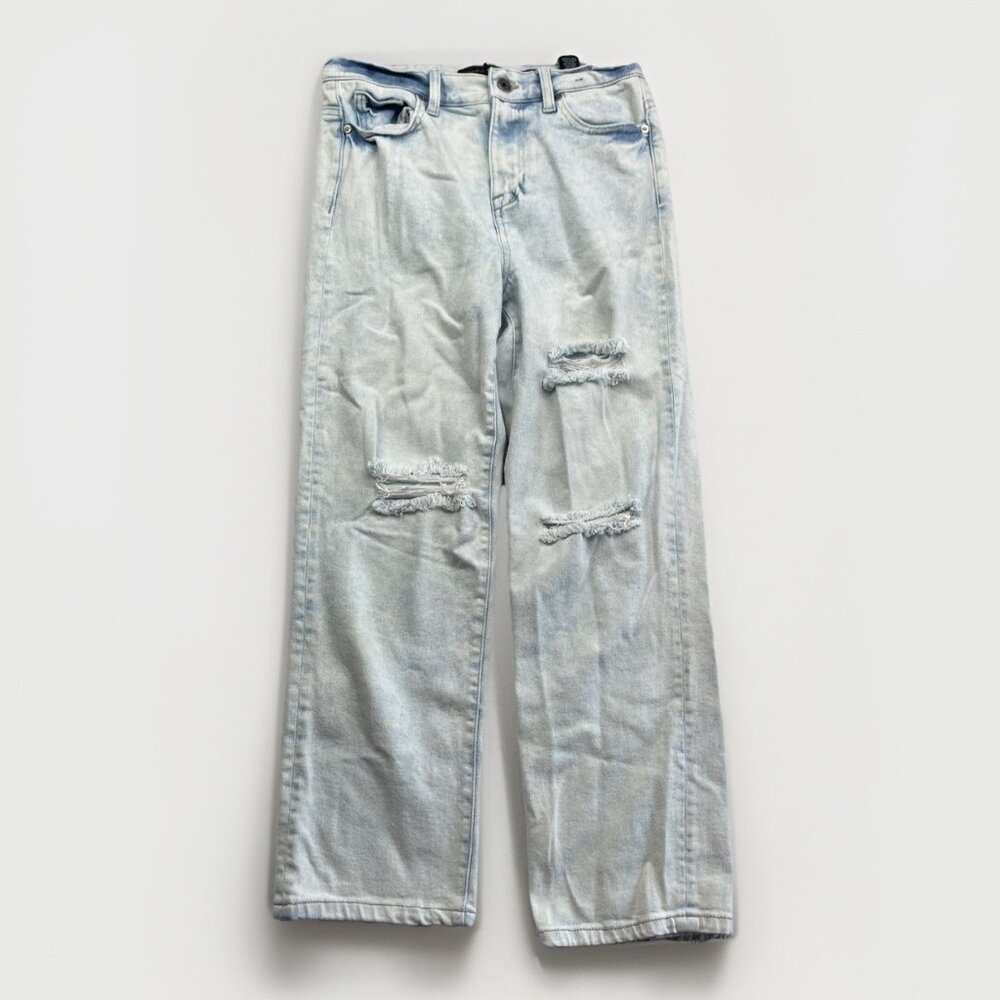 Kendall + Kylie Jeans The Icon High Rise Straight Wash Distressed Hem Sz 3/26